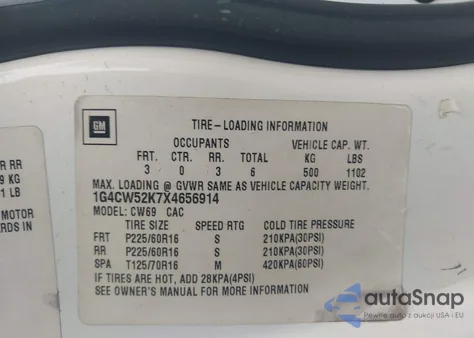 1999 Buick Park Avenue from USA, damaged, VIN 1G4CW52K7X4656914